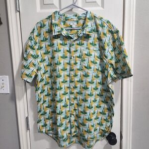 Dip XL 100% Cotton Geometric Print Button Up Shirt Retro Mod